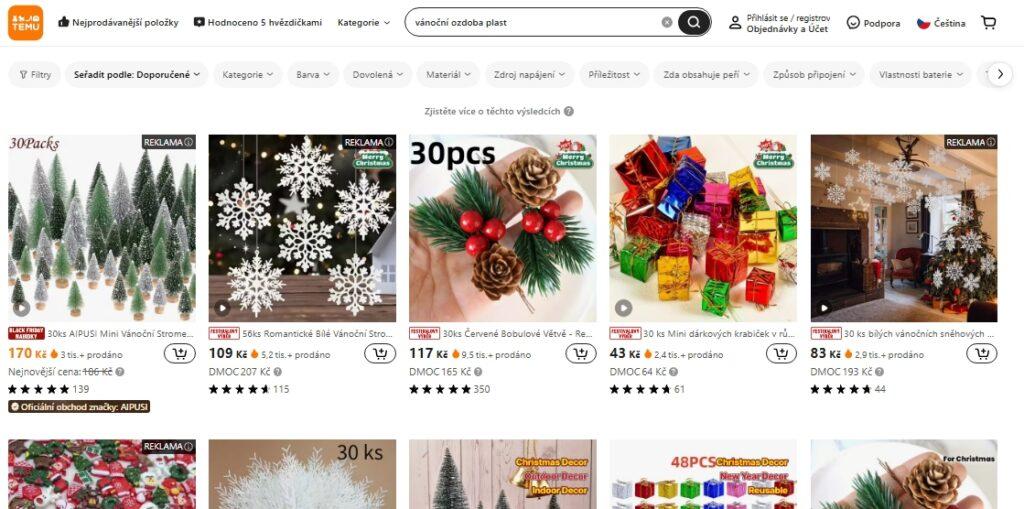 Každé zboží lze vyhledávat podle konkrétních filtrů a řadit nabídku dle ceny i oblíbenosti.